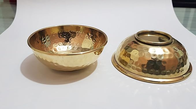 Pital/Brass Hammered Serving Bowl – 100 Ml, 1 Piece Gold Led Free and Food Safe