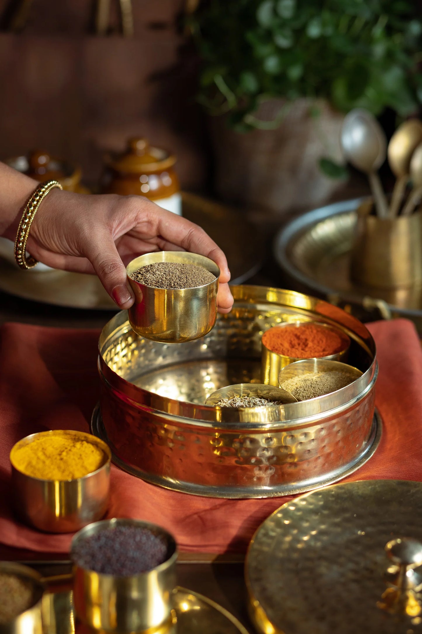 Brass Masala Daani / Spice Box / Namak Daani